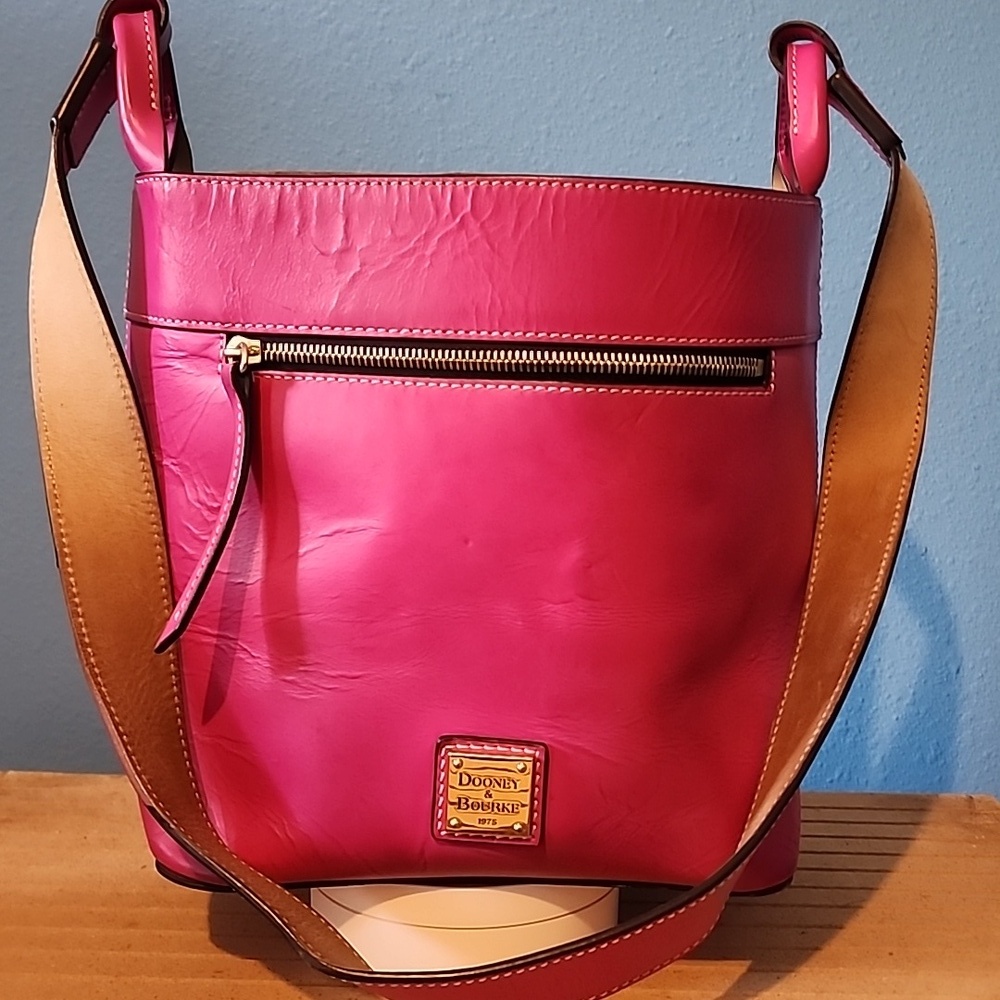 Dooney & Bourke Fuchsia Leather Shoulder Bag - Picture 3 of 17